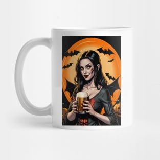 Vampire beer girl of Halloween Mug